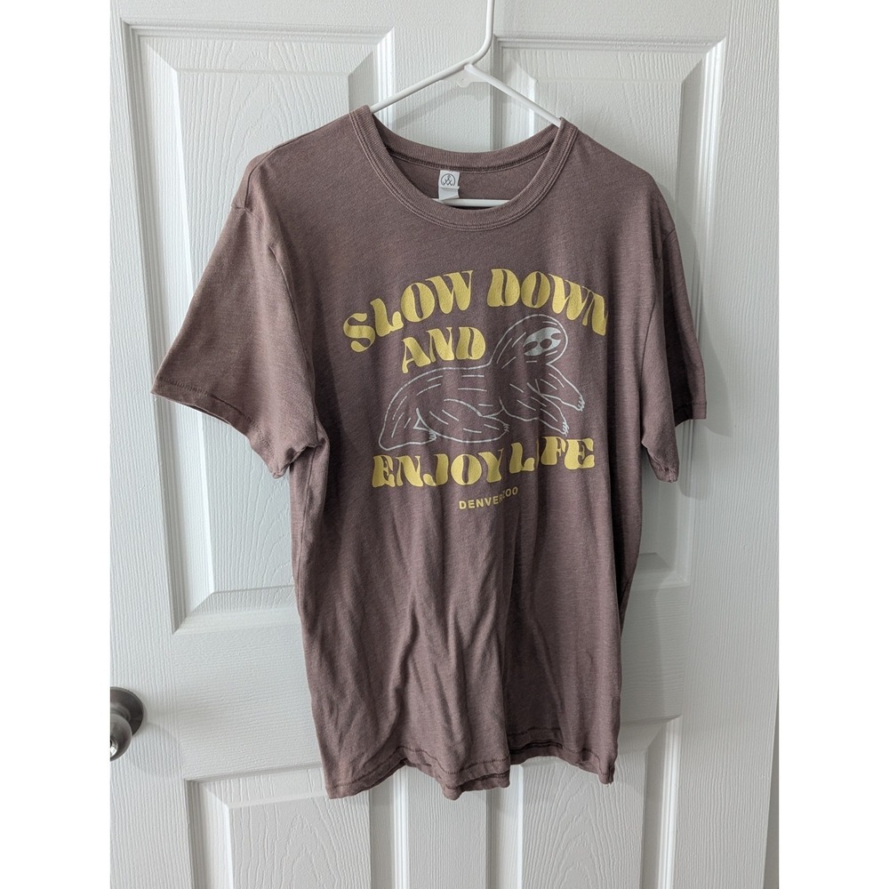 Denver Zoo Conservation Alliance Sloth T-shirt Unisex Large Brown